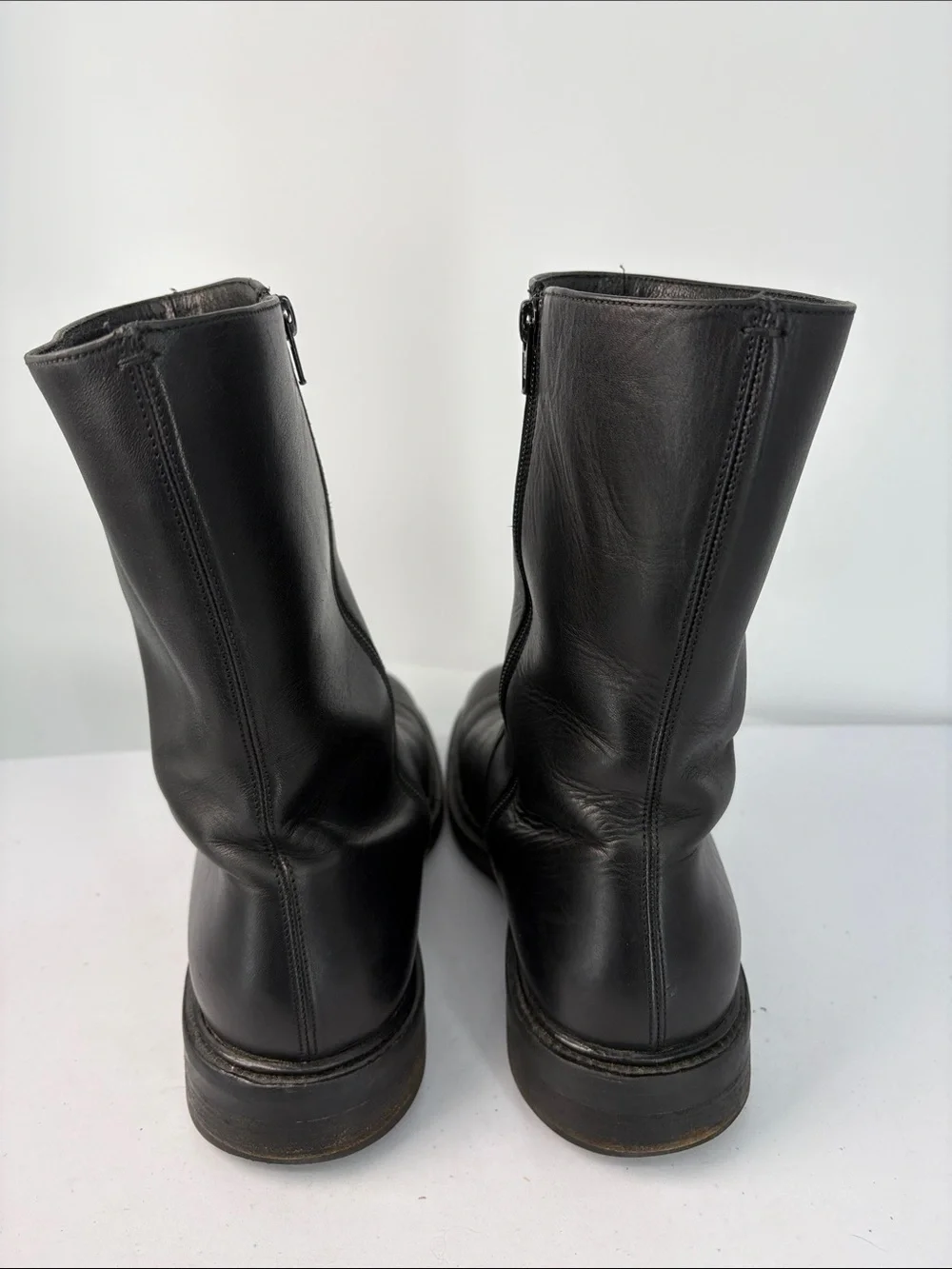 ☃️ J. Crew Black Leather Mid-Calf moto Boots made in Italy 49187